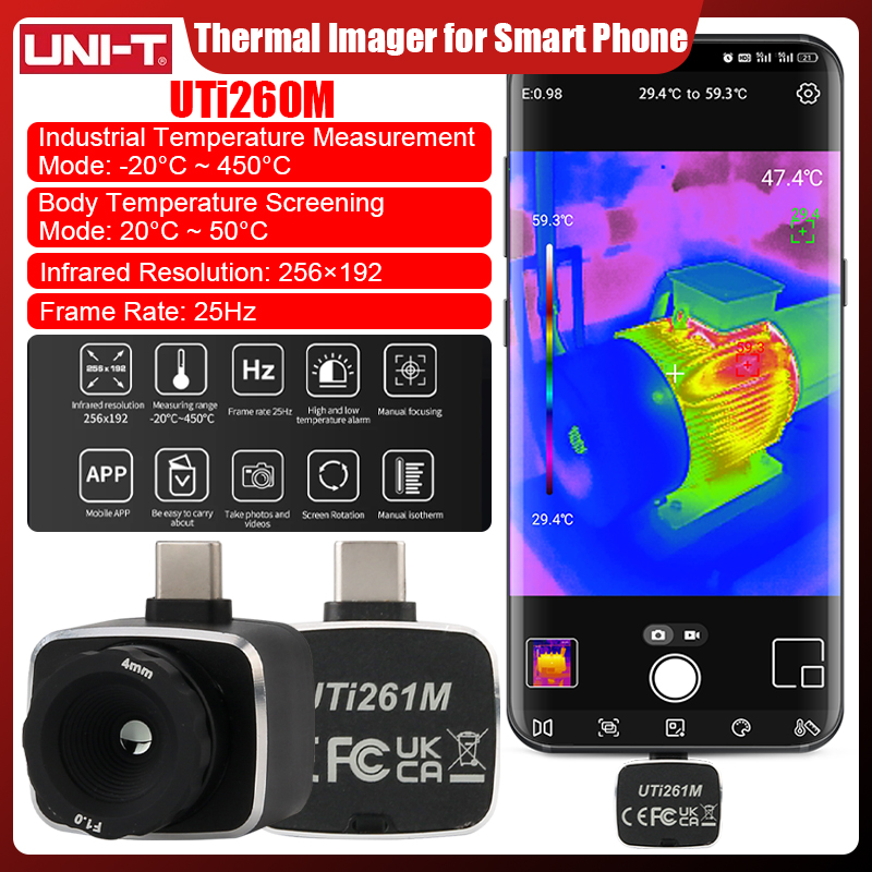 Thermal Imaging Camera 256X192 - กล้องถ่ายภาพความร้อน UNI-T UTi261M ความละเอียด 256x192 กล้องถ่ายภาพความร้อนอินฟราเรด
