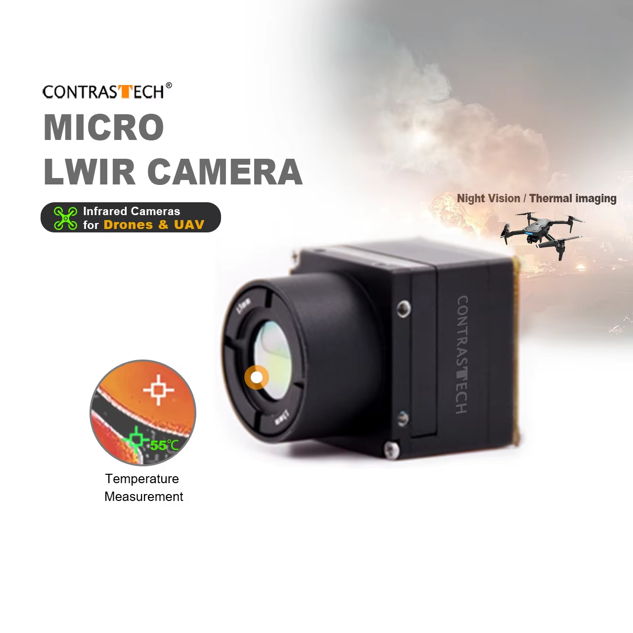 Thermal Module 640X512 Core - โมดูลกล้องอินฟราเรดความถี่ 25Hz สำหรับโดรน UAV Gimbal CONTRASTECH